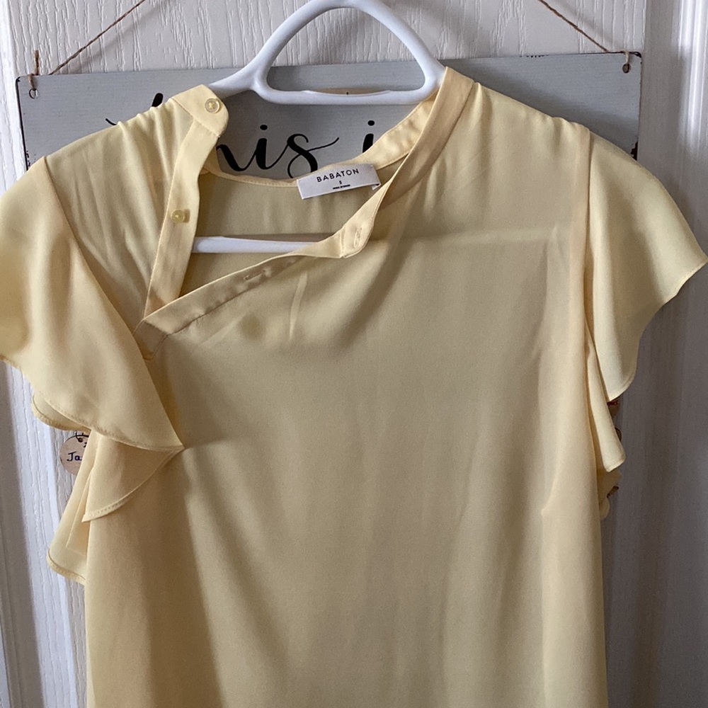 Babaton ruffle short sleeve chiffon blouse